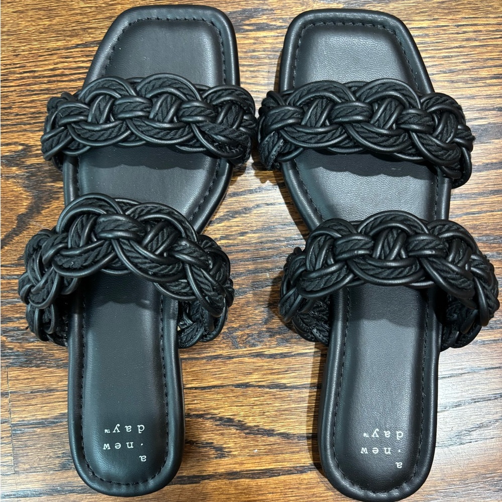 A New Day Black Woven Strap Sandals